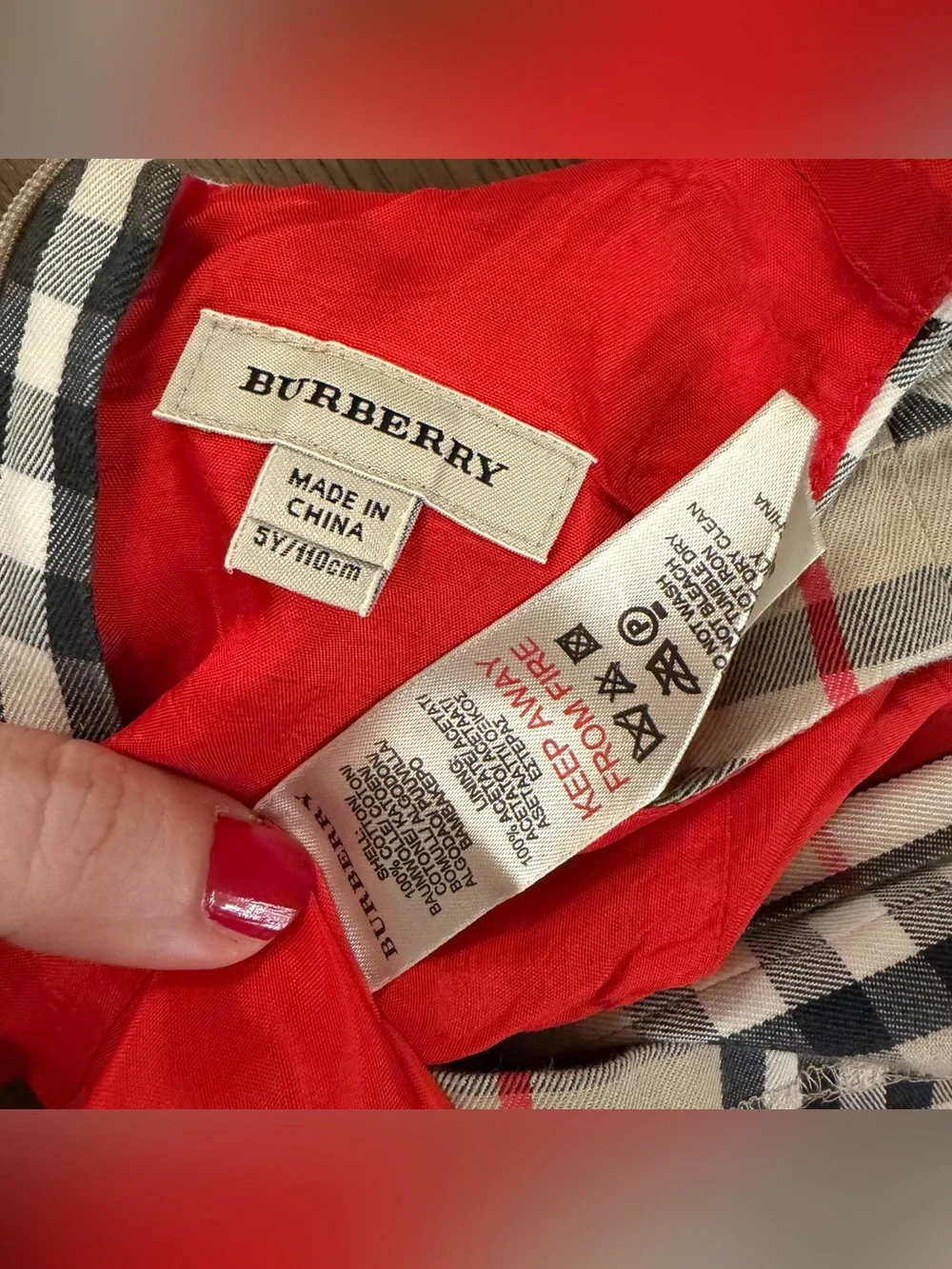 Authentic BURBERRY Girls Dress Nova Check Gorgeous Red Lining Child Kid 4-5 yrs